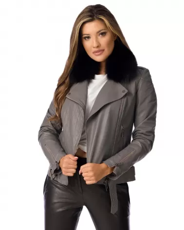 Sale | Grey leather ramones jacket