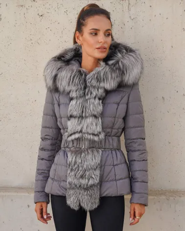 Sale | Gray down jacket with a hood