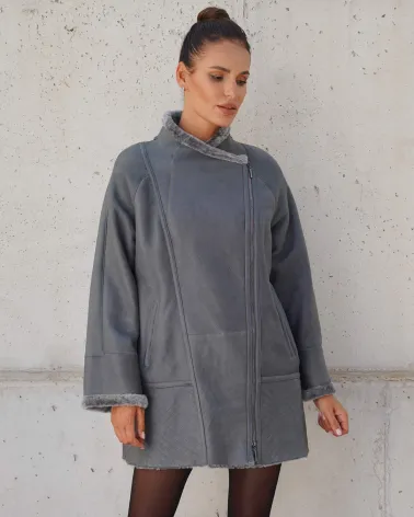 Sale | Gray sheepskin coat