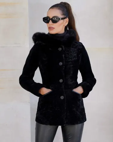 Sale | Black fur with a hood