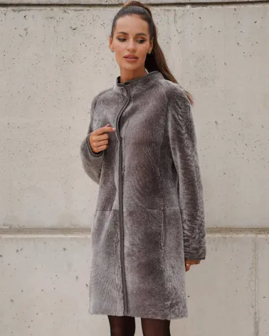 Sale | Gray-brown double-sided sheepskin coat