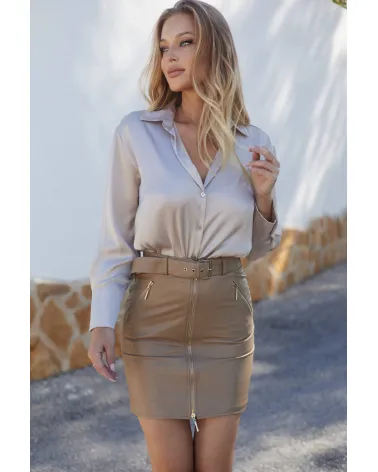 Sand leather skirt with a separate belt