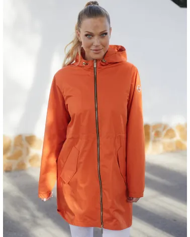 Orange waterproof parka jacket