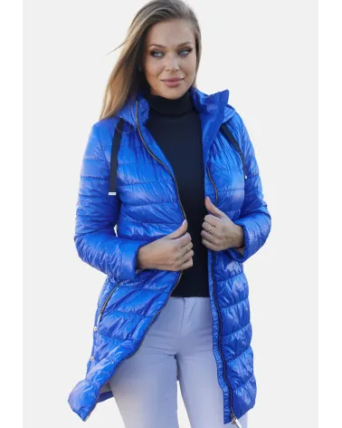 copy of Cornflower blue quilted jacket with a hood