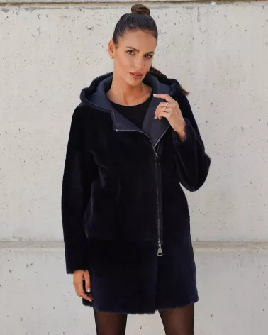 Sale | Double-sided navy sheepskin coat