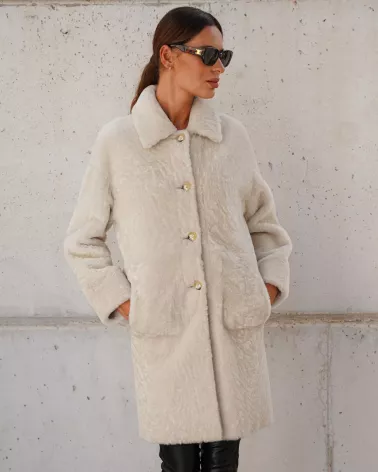 Sale | Double-sided beige sheepskin coat