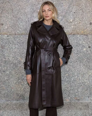 Brown leather coat