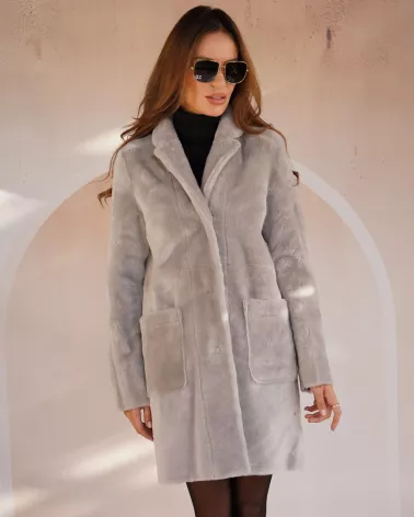 Grey double-sided sheepskin coat