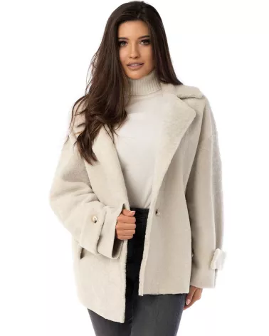 Ivory short reversible sheepskin coat