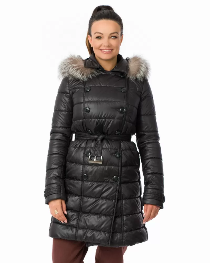 Black down jacket with a hood