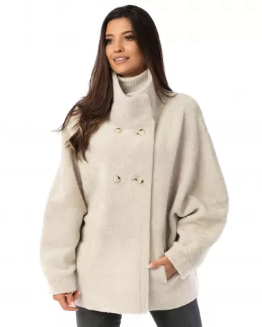 Beige double-sided sheepskin coat