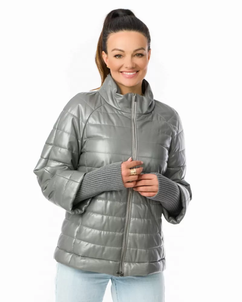 Sale | Gray quilted leather jacket