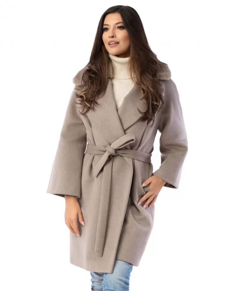 Sale | Cappuccino-colored wool coat with cashmere