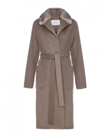 Sale | Long wool and cashmere taupe coat