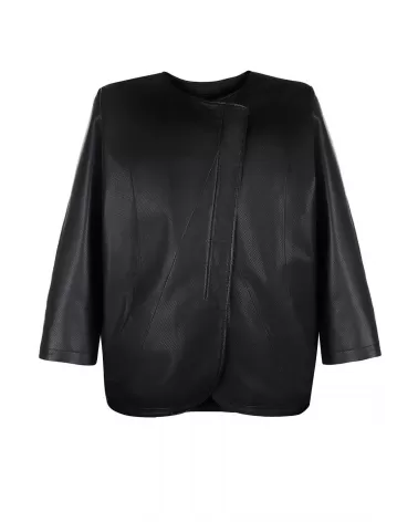 Sale | Black perforated leather jacket
