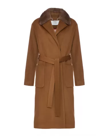 Sale | Tobaco long wool and cashmere coat
