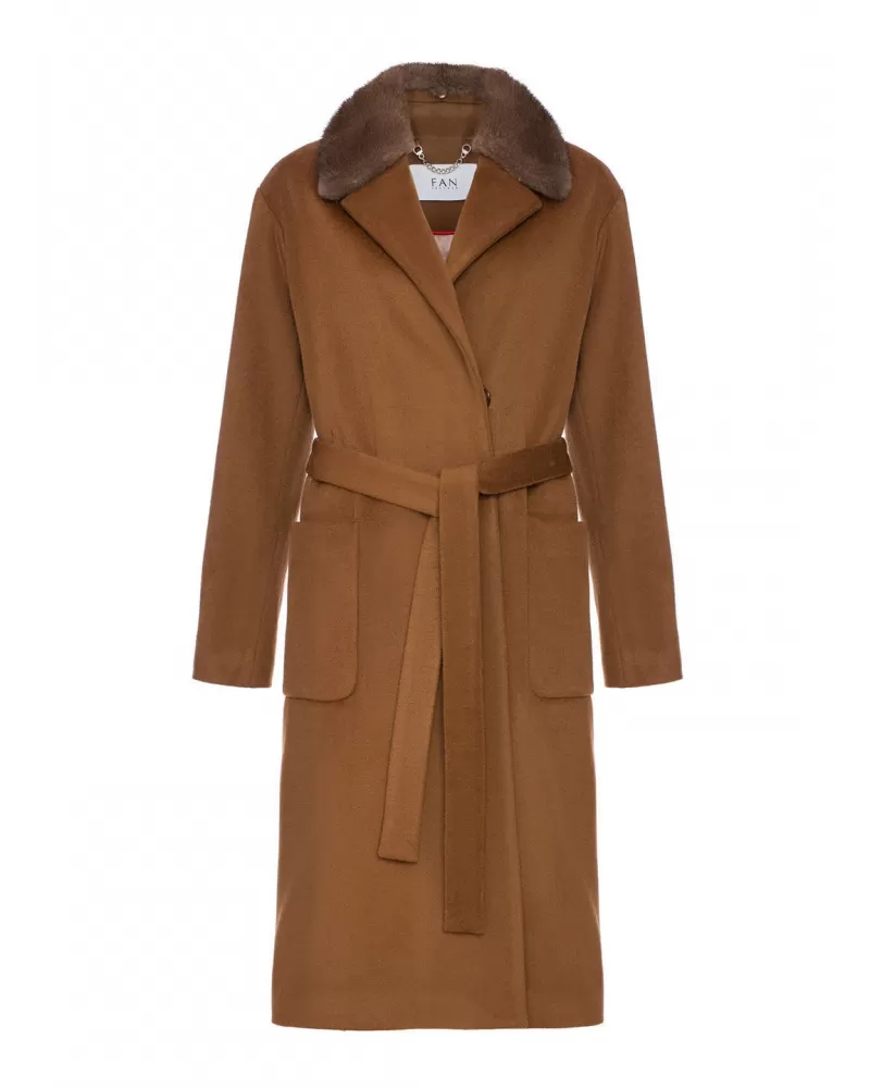 Sale | Tobaco long wool and cashmere coat