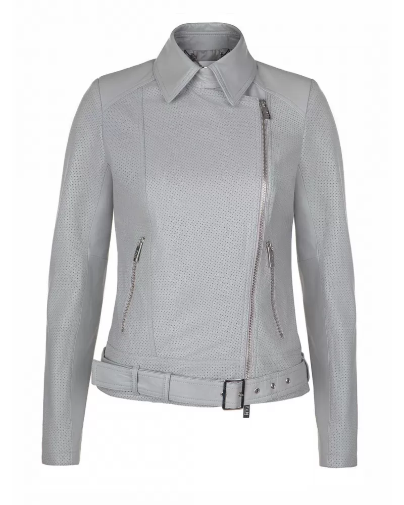 Sale | Gray perforated leather jacket
