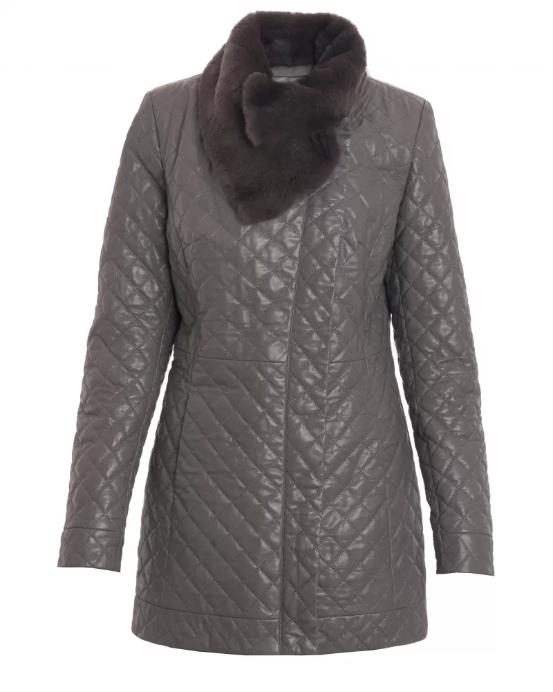 Quilted leather coat