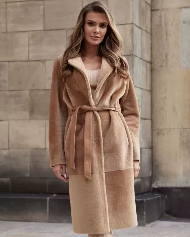 Caramel double-sided sheepskin coat