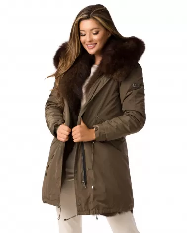 Dwustronna kurtka typu parka w kolorze khaki