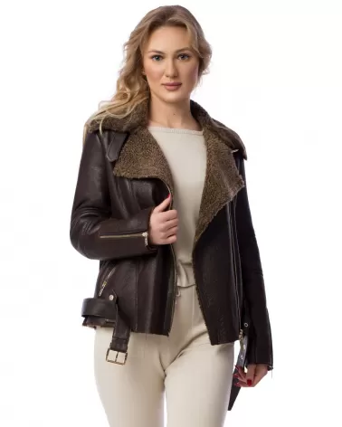 Sale | Brown short ramones type sheepskin coat