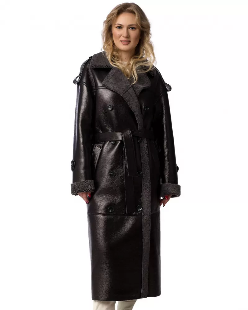 Sale | Black long sheepskin coat