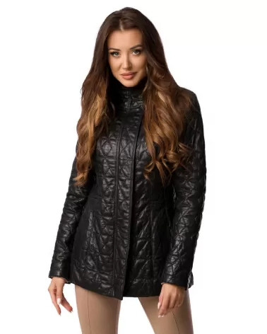 Sale | Black quilted leather jacket