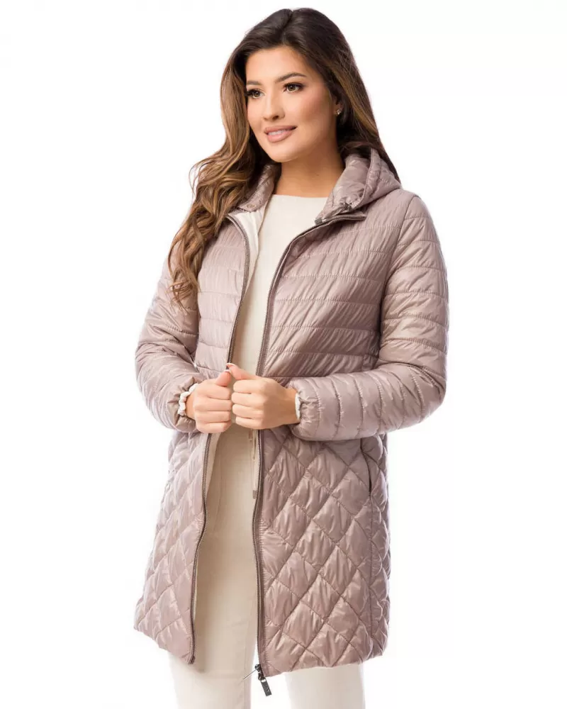 Sale | Beige quilted jacket with a hood