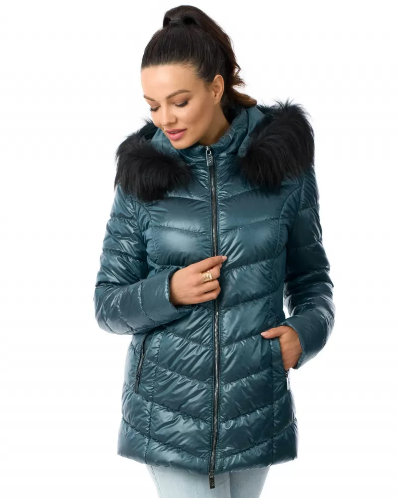 Sale | Turquoise hooded down jacket