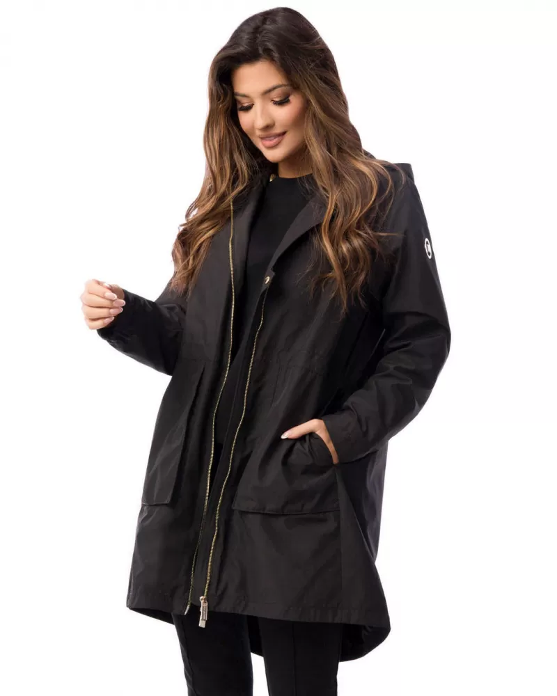 Waterproof black parka jacket