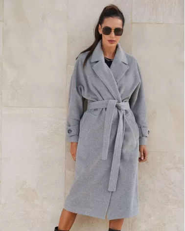 Gray wool coat with cashmere