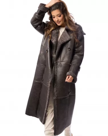 Sale | Brown long sheepskin coat