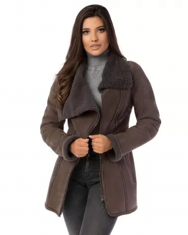 Sale | Gray suede sheepskin coat