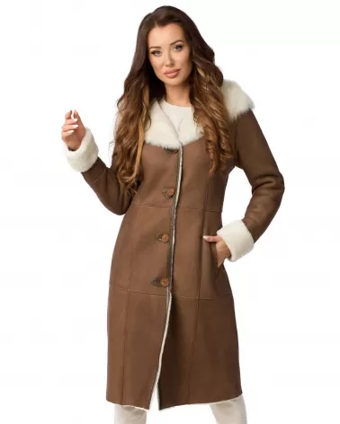 Sale | Camel hooded sheepskin coat