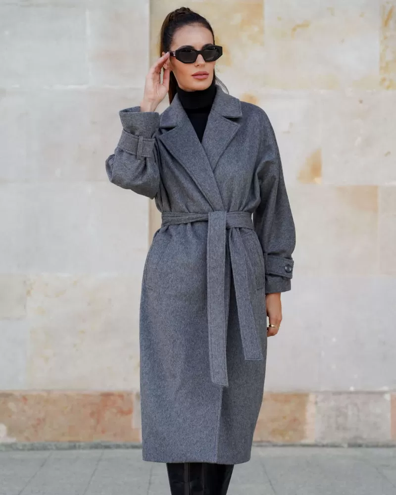 Dark gray wool coat with cashmere