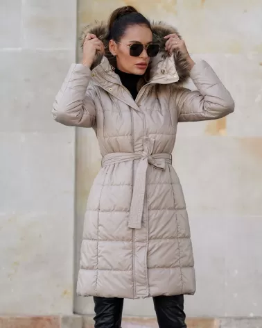 Light beige winter jacket with hood