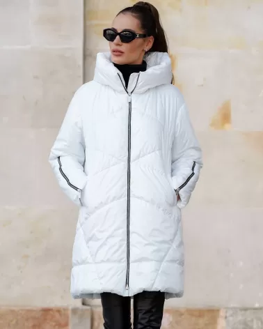 White hooded down jacket