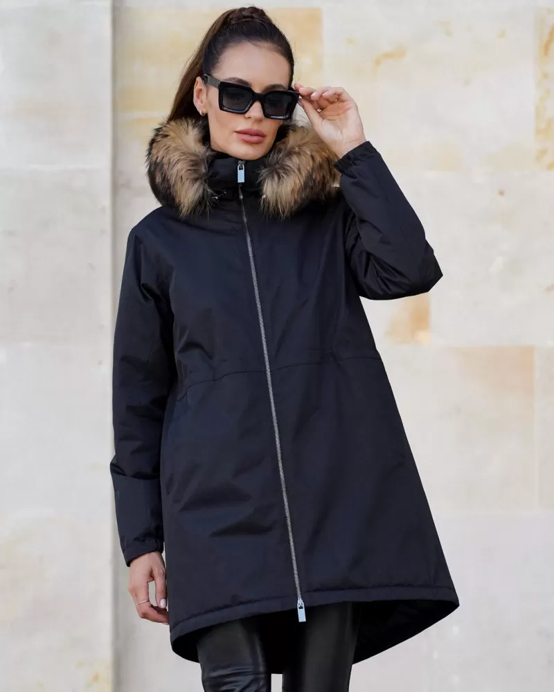 Waterproof black parka jacket