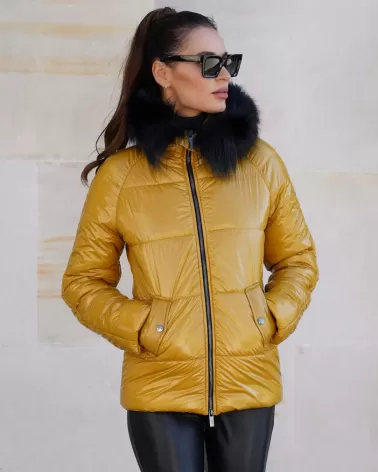 Sale | Waterproof yellow down jacket with hood