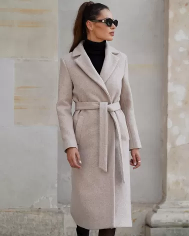 Beige wool coat with cashmere